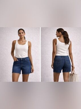 Riders by Lee Mid Rise Denim Shorts Women 14M Blue Stretch Casual Summer Jean Sh